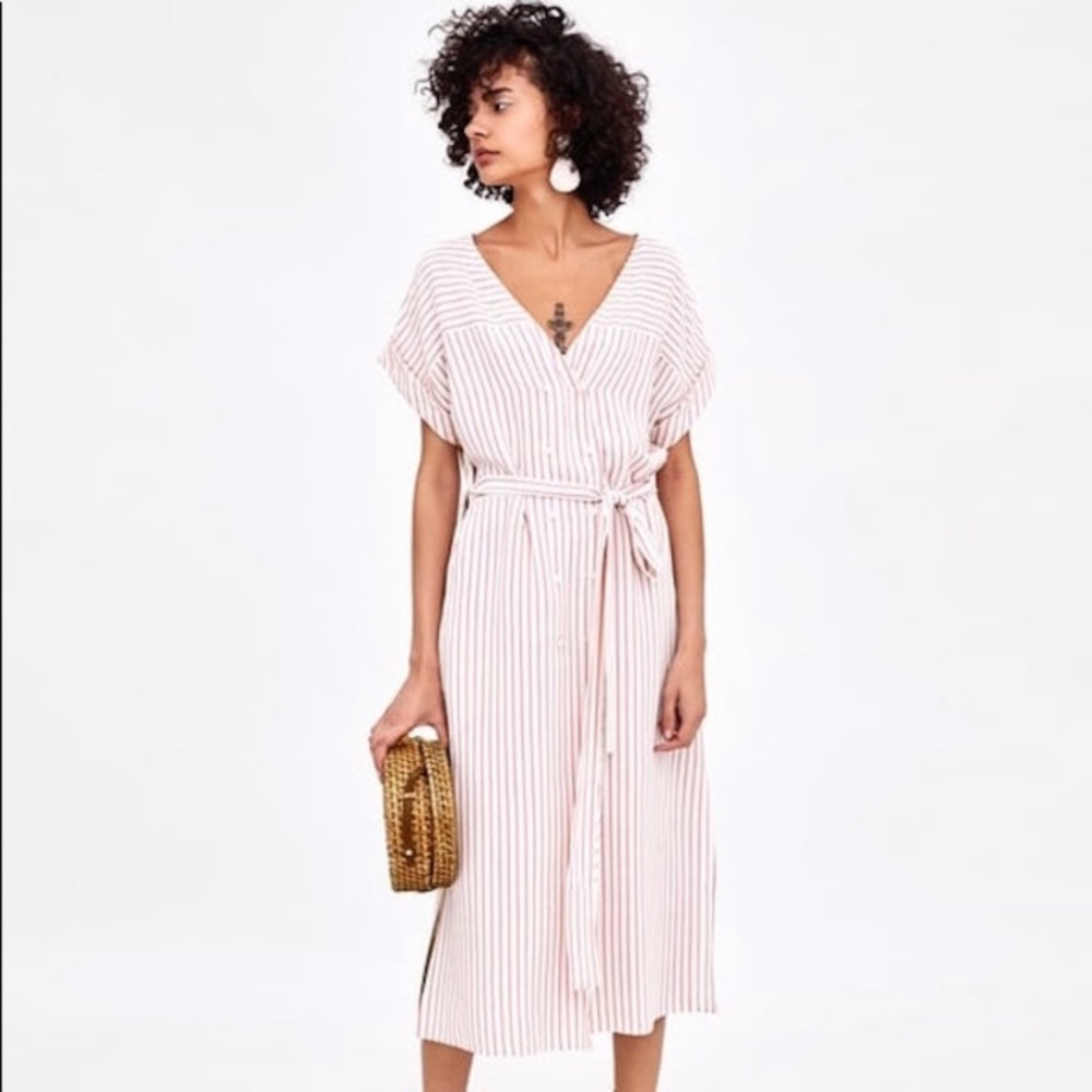 Zara striped midi dress